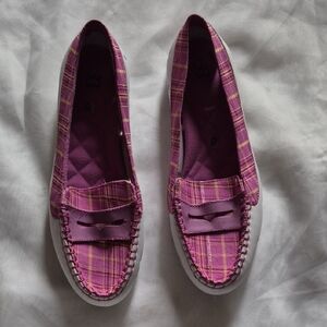 Plaid Pink Loafers for Women